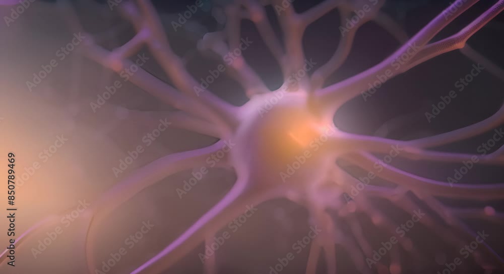 Poster 3d rendering of neuron cell with neurons in it computer generated video neurons and the nervous syst