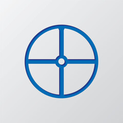 Sheild simple icon. Flat design. Paper cut design. Cutted blue symbol with shadow. Gray background