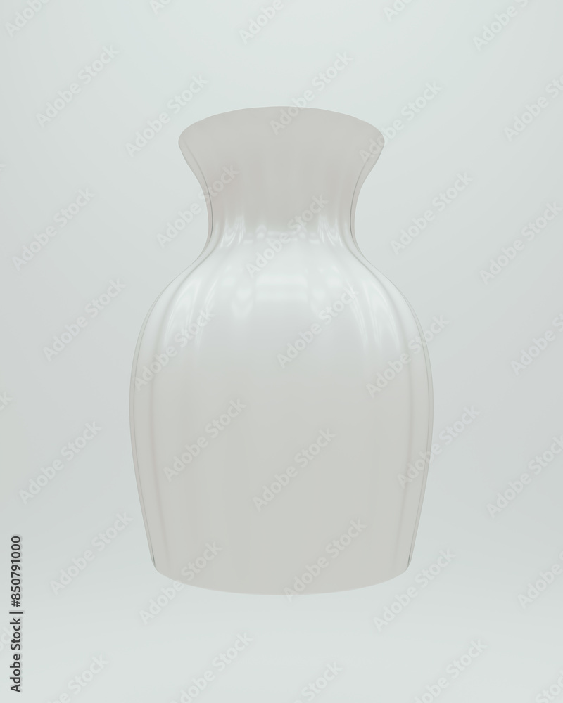 Poster white vase mock-up soft rounded modern art background 3d illustration render digital rendering