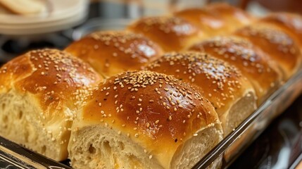 Homemade bun cut in a container