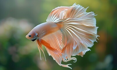 Obraz premium Dancing Elegance Halfmoon Betta Fish in Mesmerizing Movement