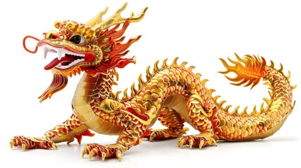 Highly Detailed Golden Fire-Breathing Dragon Figurine Sculpture