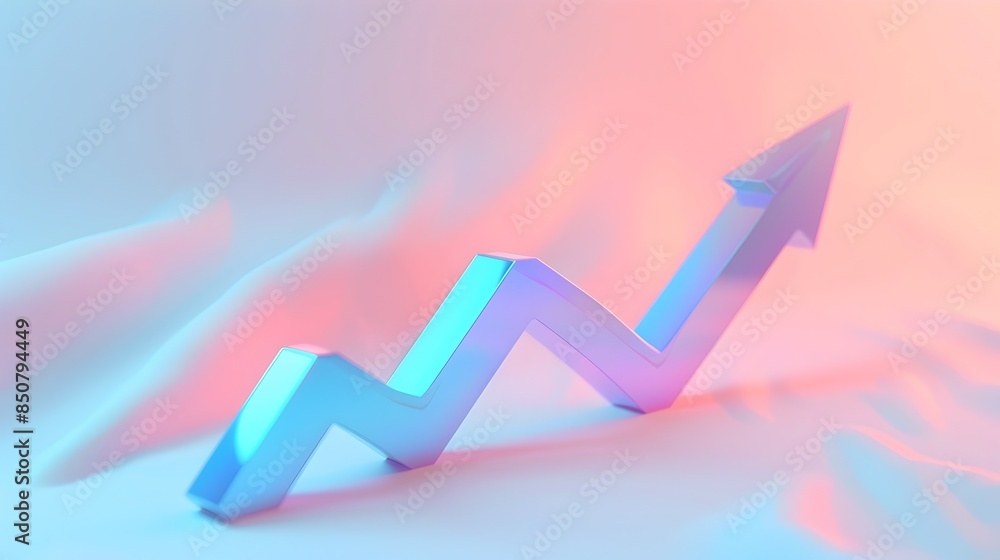 Aufkleber rising arrow pointing upwards on vibrant gradient background symbolizing growth and progress