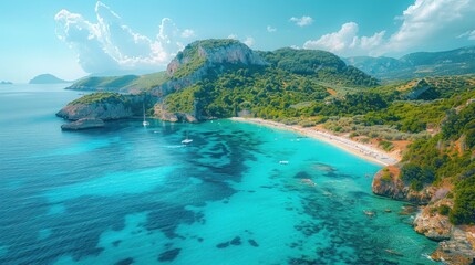Fototapeta premium Aerial View of a Secluded Cove in Greece