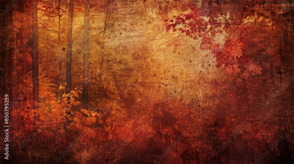 Poster fall colors in a grunge background with textured elements