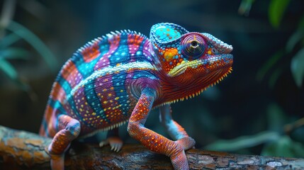 Vibrant Chameleon on Branch