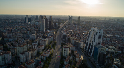 Obraz premium Aerial view of Istanbul downtown at sunrise, Turkey