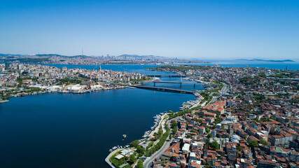 Obraz premium Aerial view of Istanbul downtown at sunrise, Turkey