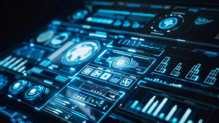 futuristic interface on virtual screen of smart home