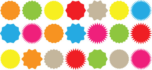 Set of  starburst. Price sticker, sale sticker, price tag, starburst, quality mark, retro stars, sale or discount sticker, sunburst badges, sun ray frames, promotional badge set, shopping labels 