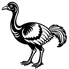 solid-black-outline-gastornis-animal-vector-on-whi