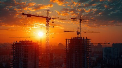 Construction Site at Sunset