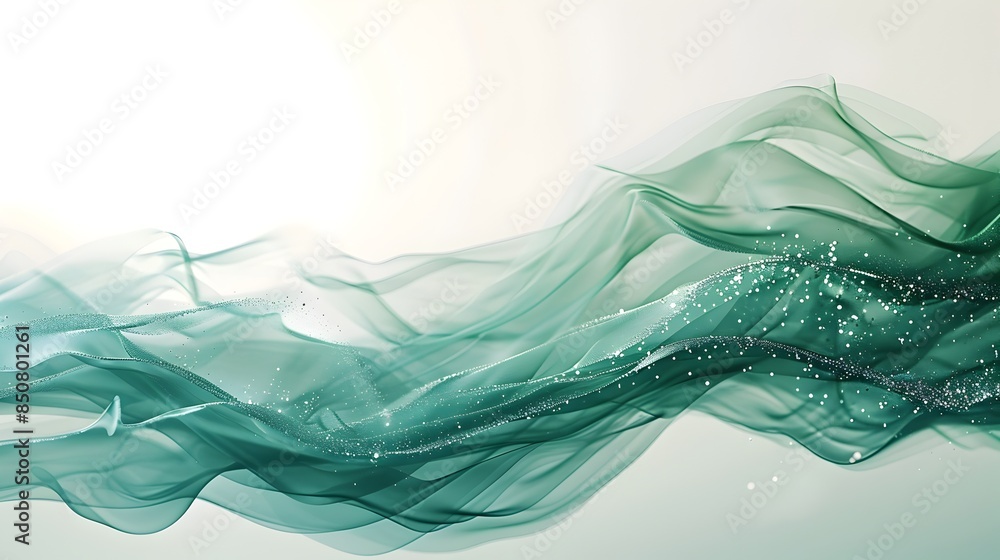 Poster captivating emerald waves - dynamic fluid motion abstract design