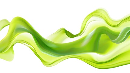 Flowing Green Abstract Digital Art with Smooth Curves and Fluid Waves