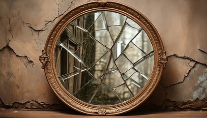 old vintage broken mirror