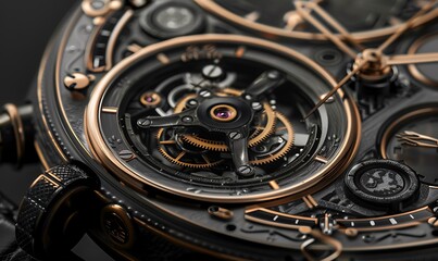 Fototapeta premium Industrial Elegance Precision Craftsmanship on Black