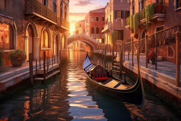 Serene Gondola Ride at Venetian Sunset