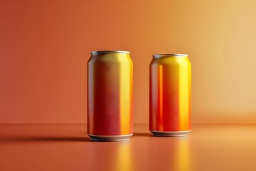 Vibrant Gradient Beverage Cans on Orange Background