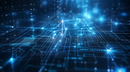 Technology abstract background. Data connection in a blue environment.