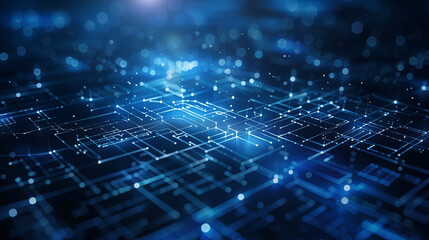 Technology abstract background. Data connection in a blue environment.