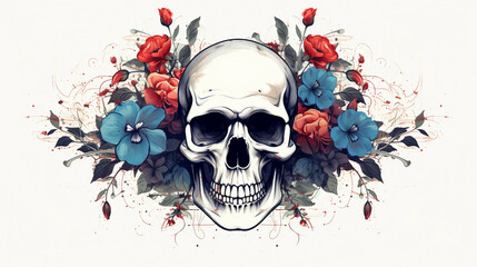 skull and crossbones in red