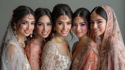 Indian Bridesmaids in Traditional Outfits.