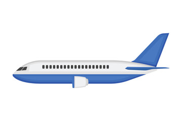 Cartoon flying airplane flat vector design on white background
