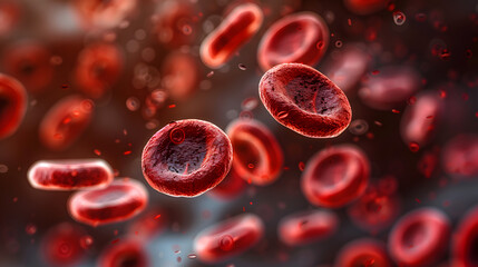 Vista microscópica de los glóbulos rojos que fluyen a través de un capilar