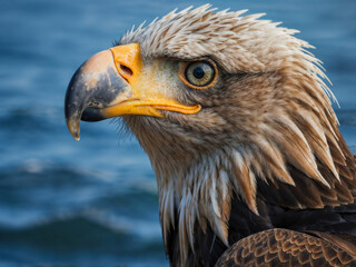 Naklejka premium Portrait of a white tailed sea Eagle