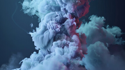 Fototapeta premium Vividly colored plumes of smoke twist and blend in a dreamy, otherworldly display against a dark backdrop.