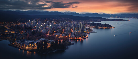 Fototapeta premium Cityscape of Vancouver at sunset
