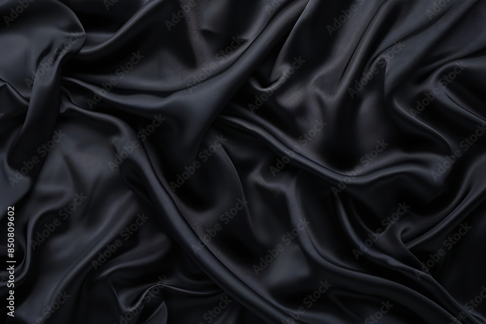 Aufkleber black fabric with a wavy pattern on black background