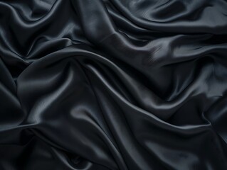 Fototapeta premium Black fabric with a wavy pattern on black background