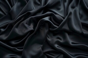 Fototapeta premium Black fabric with a wavy pattern on black background