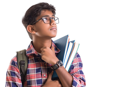 student with books isolated
