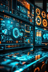 Obraz premium Digital control panel with various buttons and controls for business and travel applications