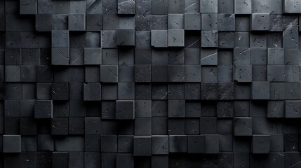 A wall of black cubes
