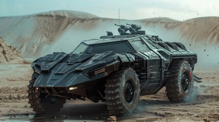 Armored Vehicle in a Desert Setting