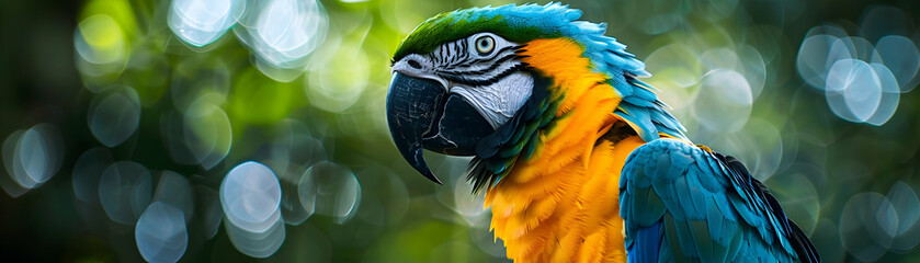 Naklejka premium Vibrant Brazilian Parrot with Flag: Realistic Wildlife Image for Nature and National Pride in Photo Stock Concept