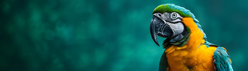 Obraz premium Vibrant Photo Realistic Brazilian Parrot with Flag: Symbolizing Natural Beauty and National Pride, Perfect for Photo Stock Concept