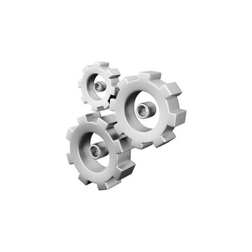 recommend clip art: White metallic gears icon with cartoon style isolated on transparent background.