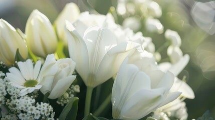 Obraz premium Close-up of white flowers, showcasing their natural elegance and timeless allure