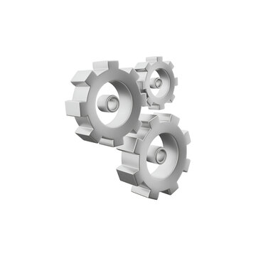 recommend clip art: White metallic gears icon with cartoon style isolated on transparent background.