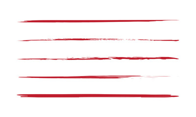 Line underline red crayon brush pencil pen marker paint stroke. Line red brush crayon highlight underline strike color through drawn strikethrough handwritten emphasis squiggle vector swoosh under 