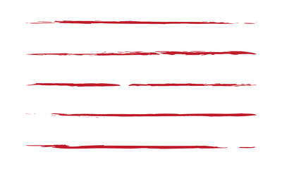 Line underline red crayon brush pencil pen marker paint stroke. Line red brush crayon highlight underline strike color through drawn strikethrough handwritten emphasis squiggle vector swoosh under 