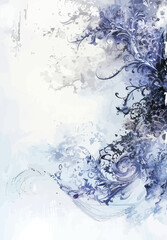 Vivid Abstract Art: A Blue and White Swirl Pattern with Intricate Designs and Flower-like Forms