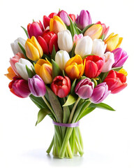 Naklejka premium beautiful tulip Flower bouquet for wedding, isolated on white background