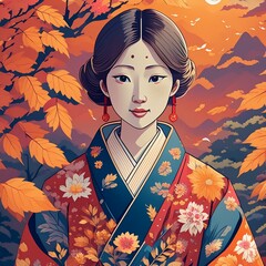 girl in japanese kimono