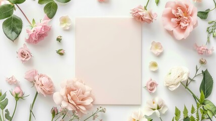pastel flowers frame or picture invitation greeting card