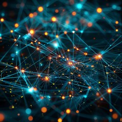 Fototapeta premium Abstract Network of Glowing Lines and Points